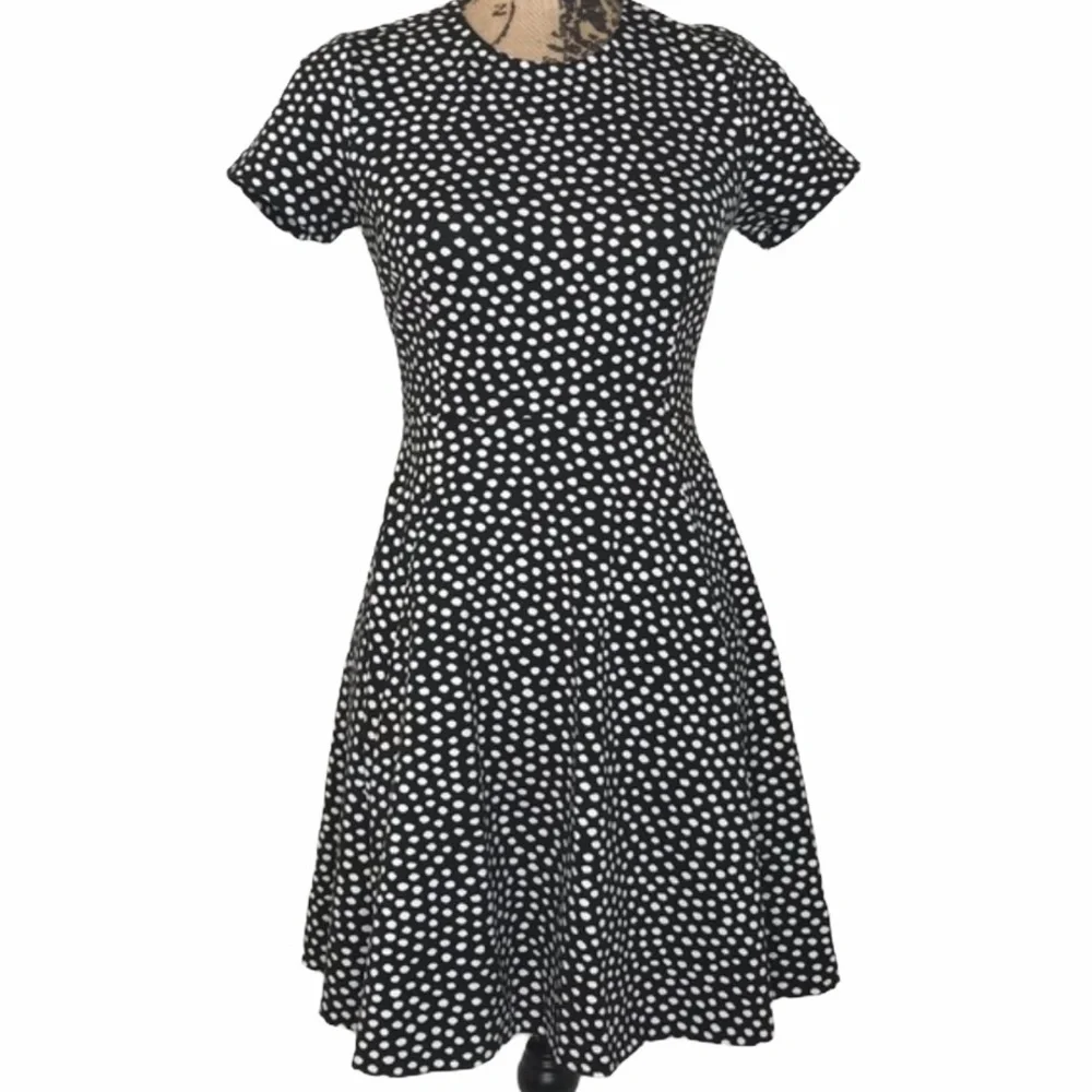 KATE SPADE Black & White Spot Ponte Dress 2 Fit & Flare Preppy Cute